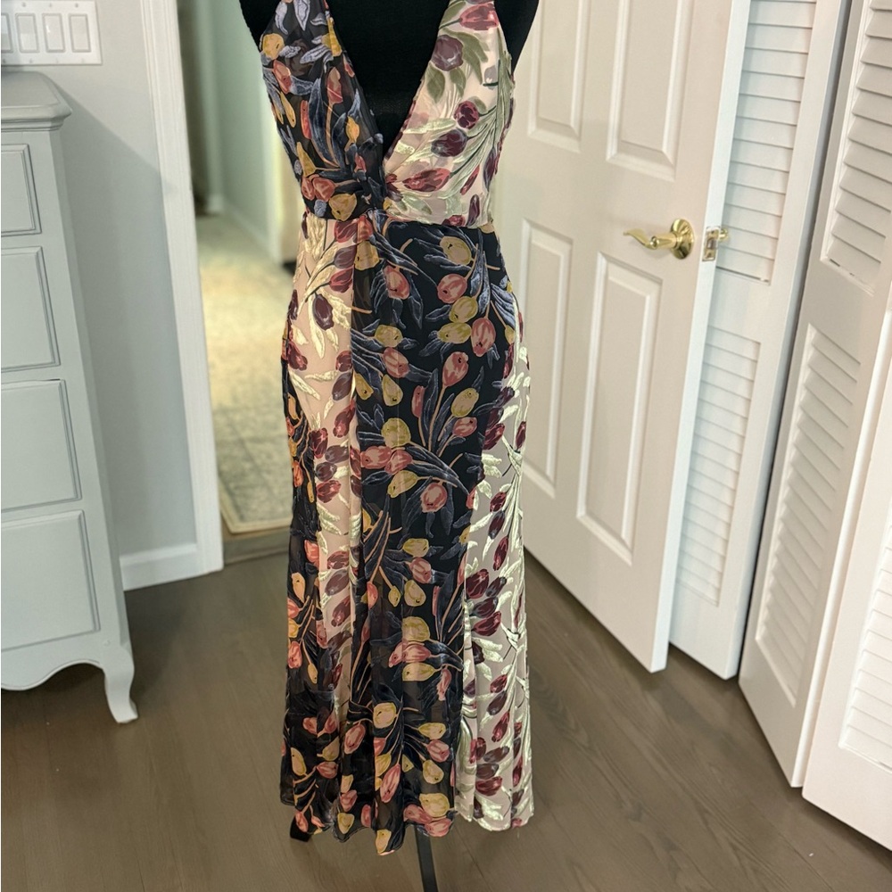 Cinq a Sept Blue Orange Maxi Sundress